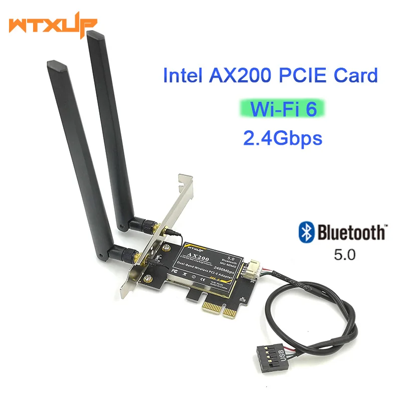 

ax200 Bluetooth 5.0 dual band 2.4Gps 6th generation ax technology MU-MIMO Desktop PCIE 1X wifi card for Intel AX200NGW