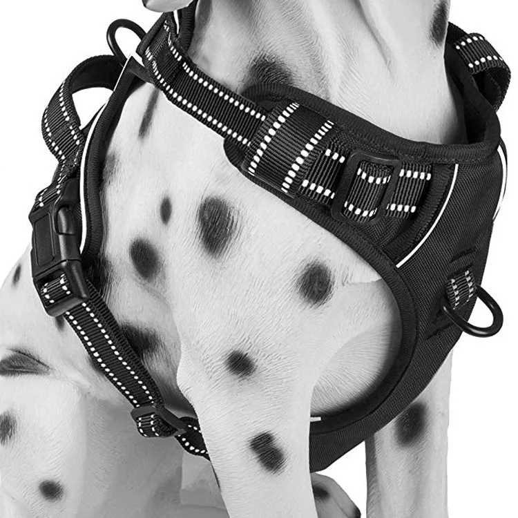 Pet-687-black Petshy Регулируемый Светоотражающий Поводок для собак, жилет, дышащий поводок для домашних животных, воротник, тканевая лента для собак, уличная прогулочная шлейка - Цвет: Pet-687-black