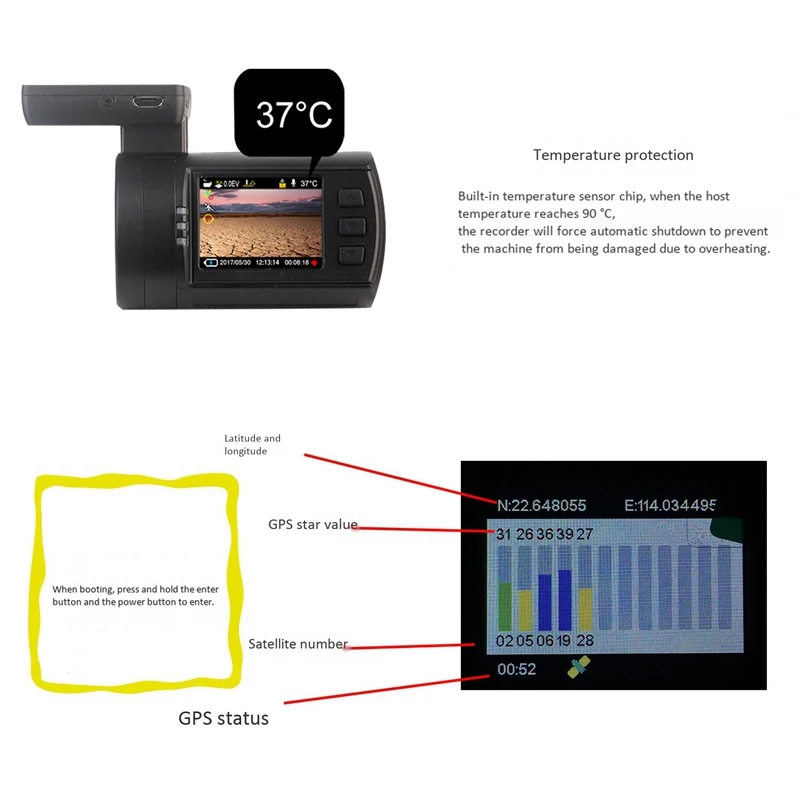 Мини DVR Автомобильный видеорегистратор, камера, скорость, gps 1080P 60FPS HD видео рекордер, супер конденсатор с пультом дистанционного управления, температуры