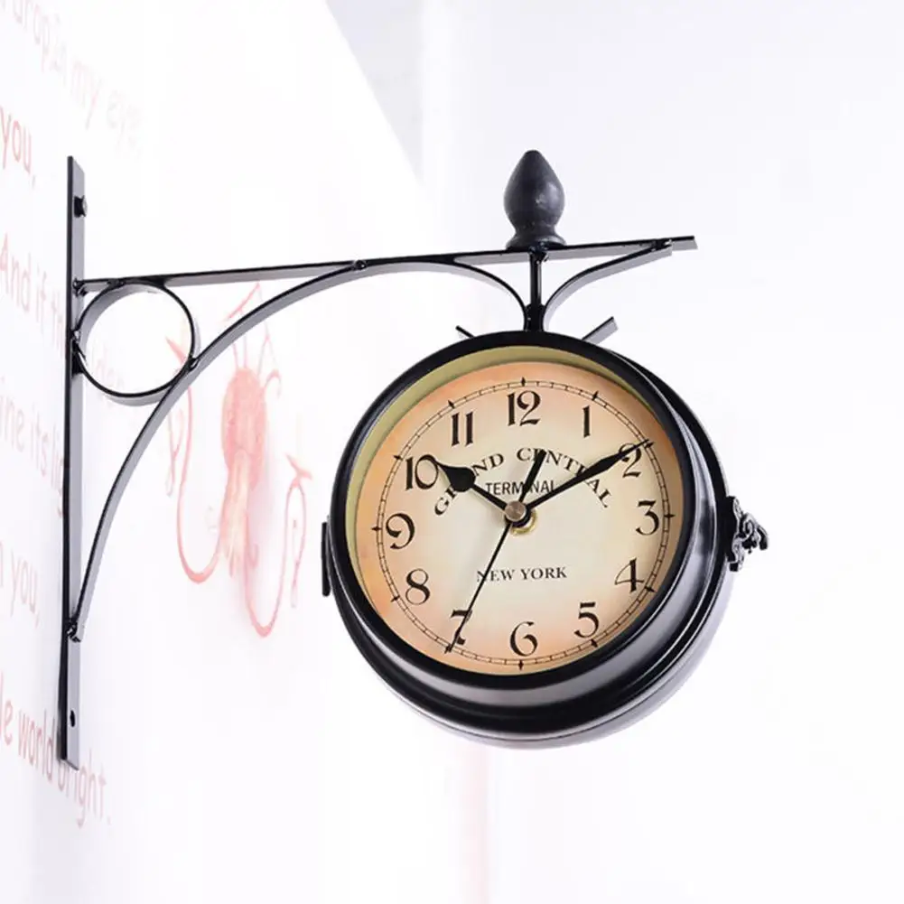 HobbyLane бытовой двойной односторонний кронштейн часы Ретро Horological украшения Гостиная настенные часы