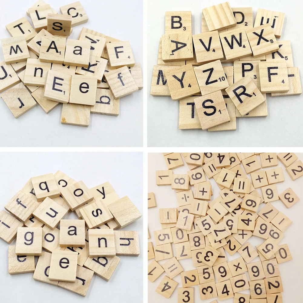 100 шт. Scrabble ручной работы Скрапбукинг слово Деревянный Алфавит плитка имя Tage письмо набор полный номер