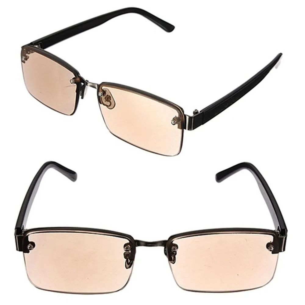 

Elegant Brown Unisex Glasses Crystal Half Rimed Office Eyeglass Reading Sunglasses Spectacles Anti Blue ray Eyeglasses