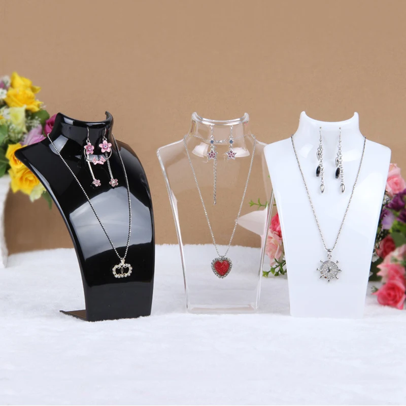 

Wholesale 3 Colors 20*13.5*7.3CM Mannequin Necklace Jewelry Pendant Display Stand Holder Show Decorate Jewelry Display Shelf 89g