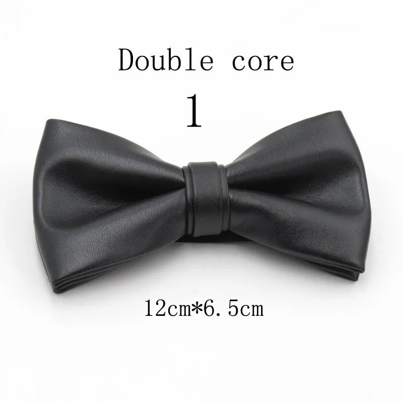 1 Мужской уникальный кожаный материал Одноцветный галстук-бабочка черный модный галстук-бабочка молочно-белый узкий - Цвет: 1
