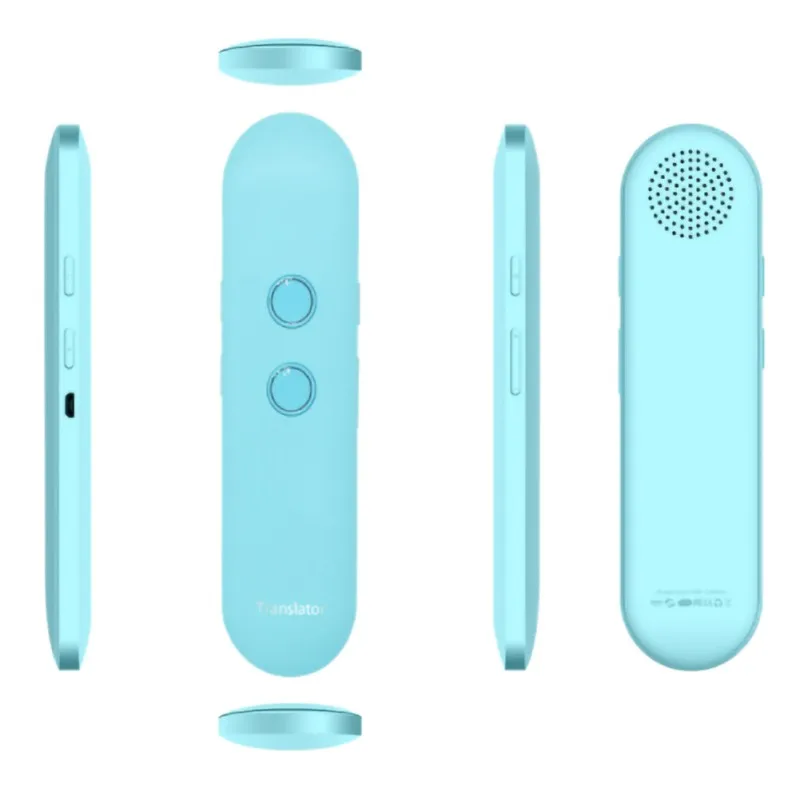 Blue Двухсторонний легкий Транс умный голосовой переводчик портативный Bluetooth 5,0 42 language s - Цвет: Blue