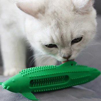 

Soft Mint Fish Cat Toy Catnip Pet Toy Clean Teeth Toothbrush Chew Cats Toys Pet Molar Stick Cats Teeth Cleaning Accessories