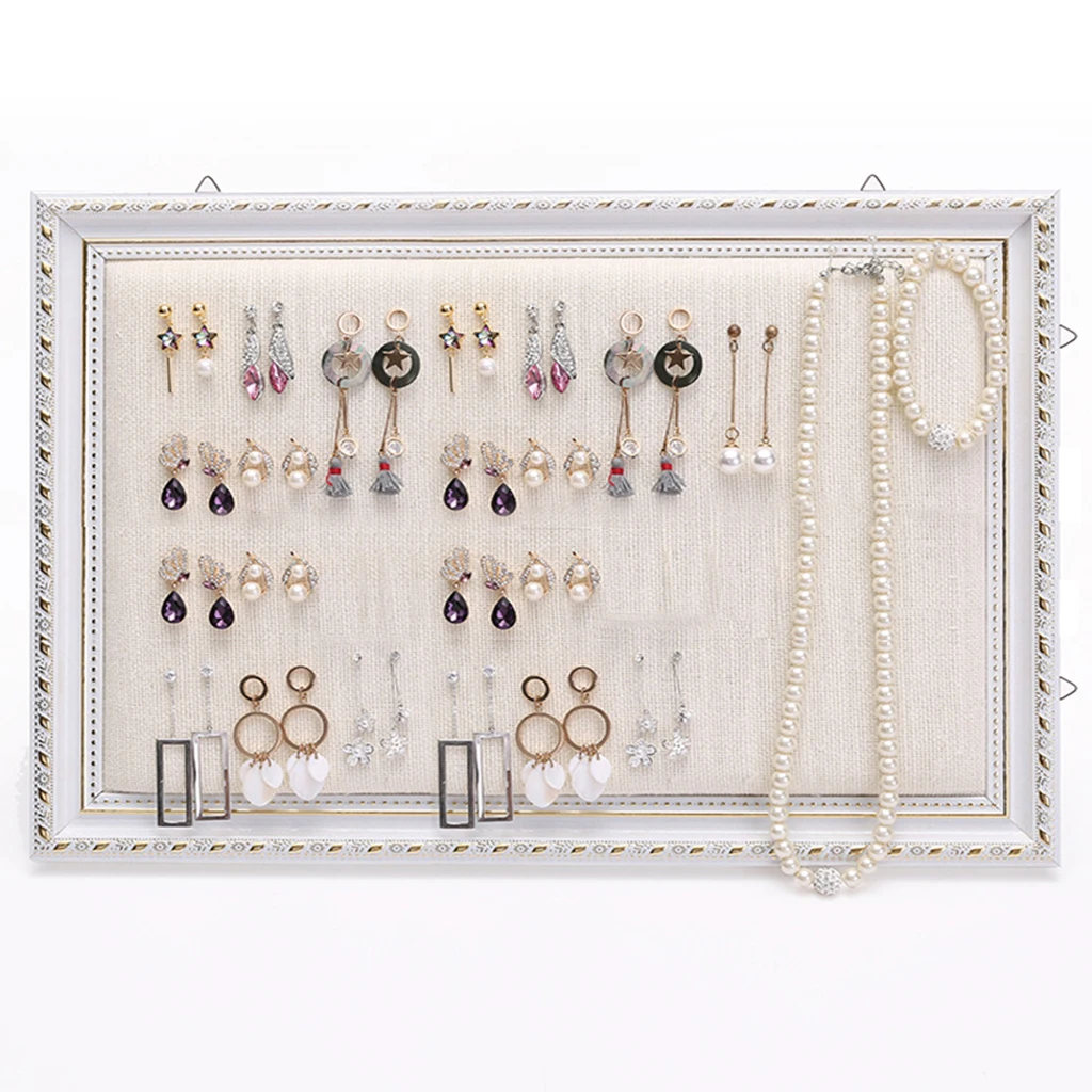 

Jewelry Frame Velvet Earrings Display Stand Holder Necklace Shelf Show Case Organizer Tray