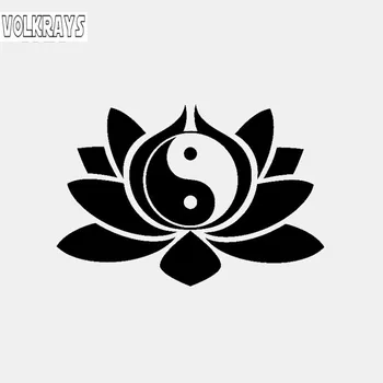 

Volkrays Personality Car Sticker Lotus Flower Yin Yang Symbol Buddhism Yoga Reflective Vinyl Decal Black/Silver,8cm*12cm