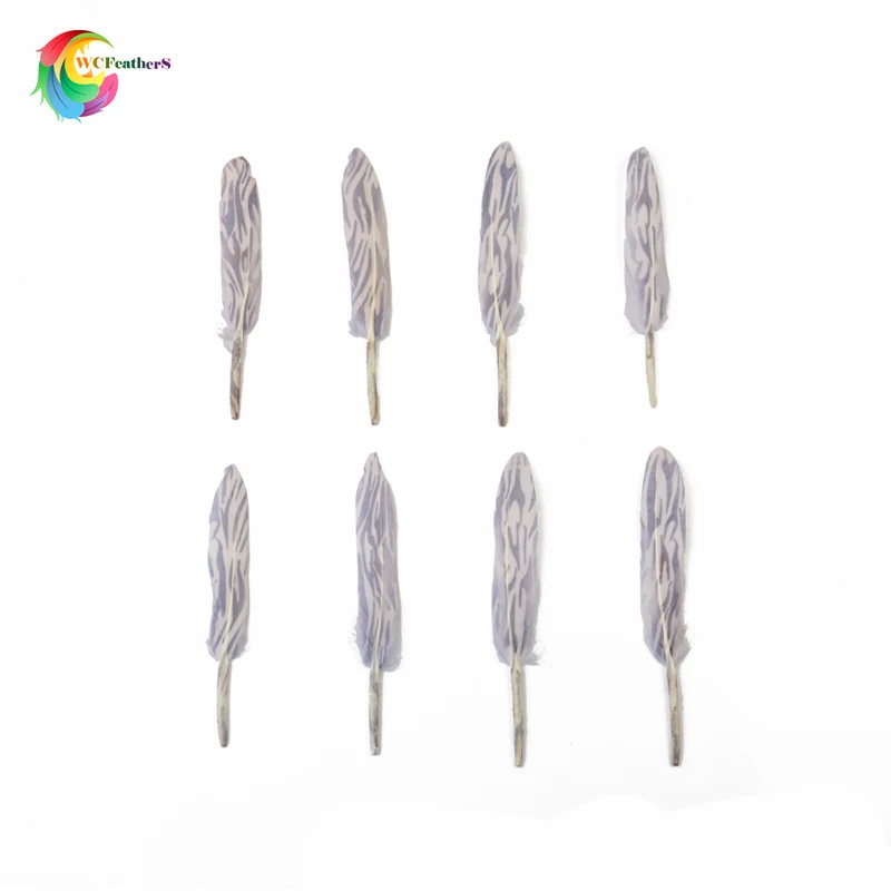 10pcs Beautiful Natural Goose Feather 4-6inches Printing Flower Feathers Wedding Jewelry Headdress DIY Crafts Feather