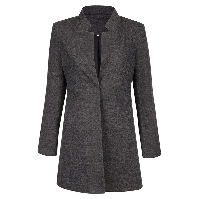 Элегантное офисное женское длинное пальто, женские осенне-зимние куртки, приталенная куртка с длинным рукавом и воротником-стойкой, верхняя одежда на одной пуговице M0098