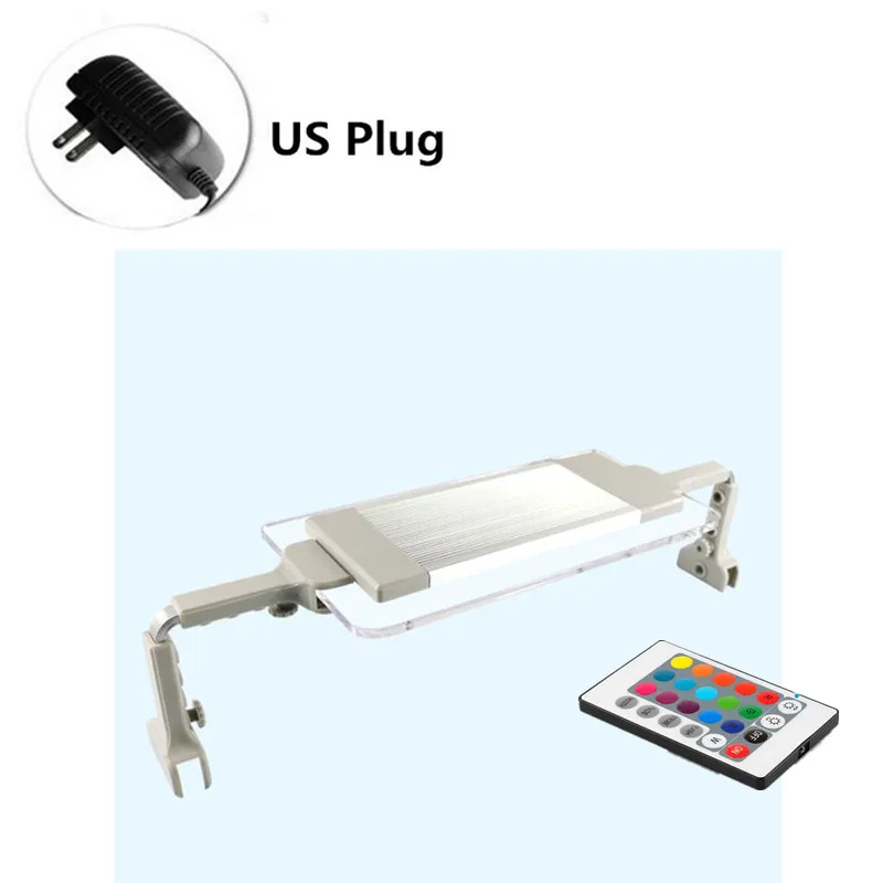 US Plug Аквариумная лампа 40 см, гибкий светодиодный светильник для аквариума с выдвижными кронштейнами, RGB пульт дистанционного управления - Цвет: US Plug