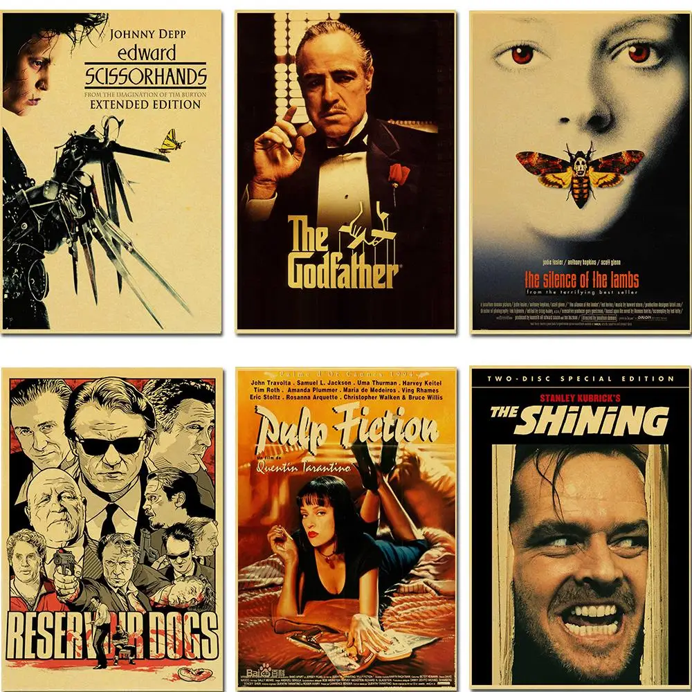 classic movie leon /the shinning /Pulp Fiction/edward scissorhands/the godfatherInterior Bar Decorative Painting vintage poster