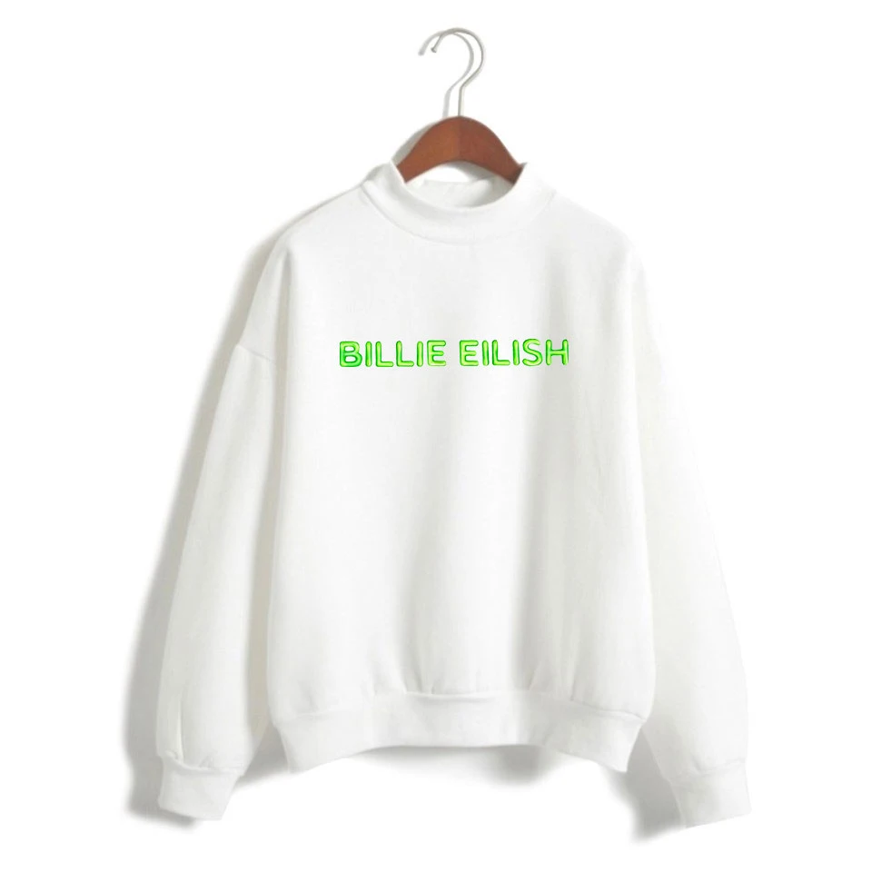 Прекрасный Billie Eilish теплый свитер с высоким воротом, женская модная Толстовка с принтом и длинными рукавами, уличная женская одежда