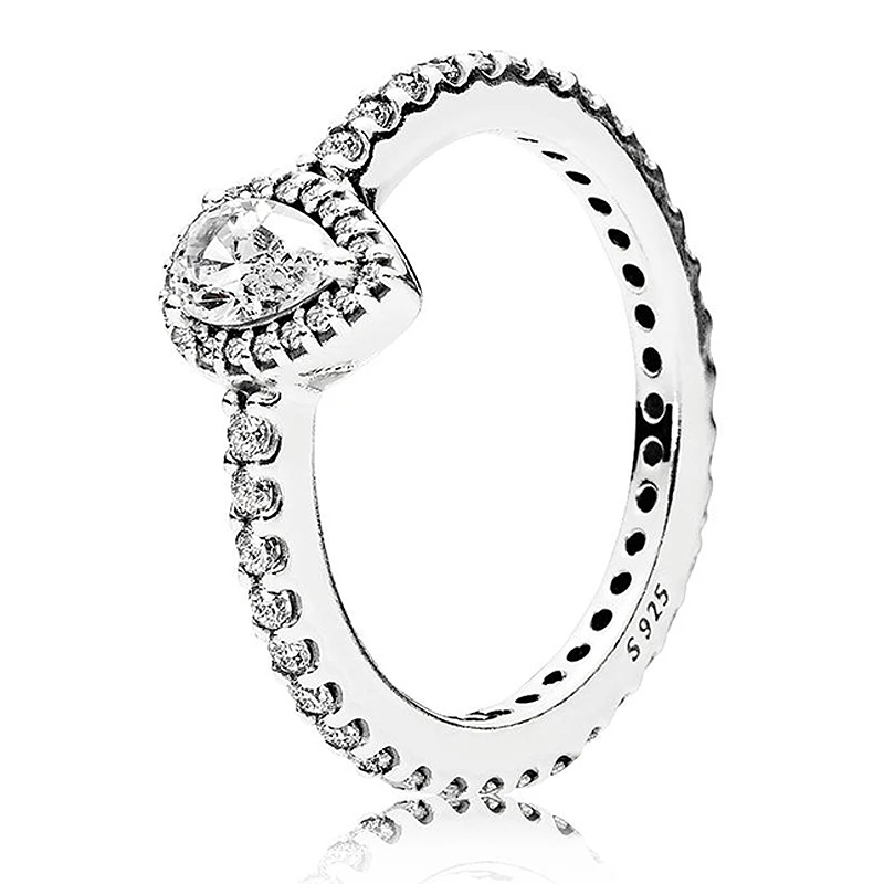 Классическое сияющая капля светящееся кольцо 925 пробы Серебряное кольцо с подписью для женщин Свадебное ювелирное изделие "сделай сам" в Европе - Цвет основного камня: Зеленый