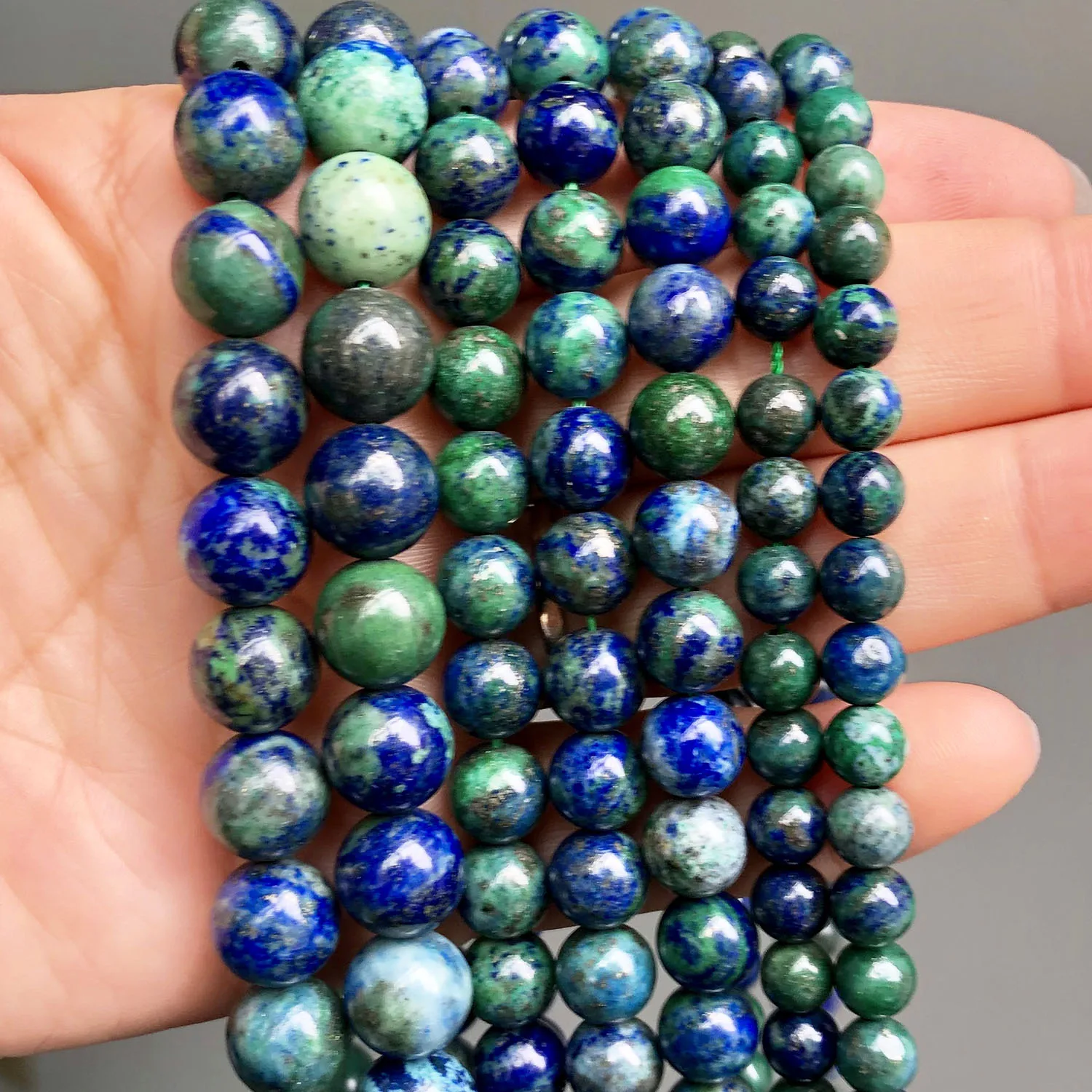 

Natural Stone Azurite Lapis Lazuli Malachite Loose Round Beads For Jewelry Making DIY Bracelet Accessories 15'' Strand 6 8 10mm