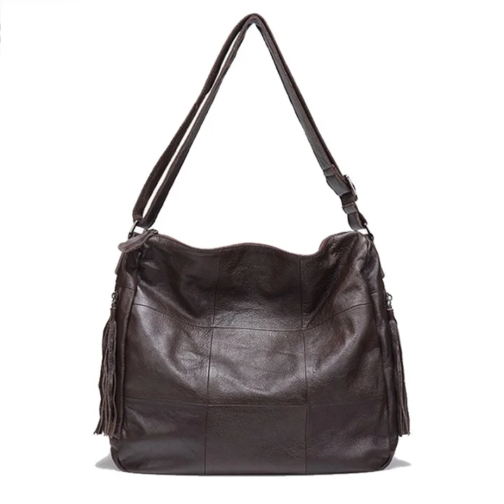 Кофе Promotion Rushed Genuine Leather Women Handbags European And American Style Female Shoulder Bag Simply Design Plaid - Цвет: Кофе