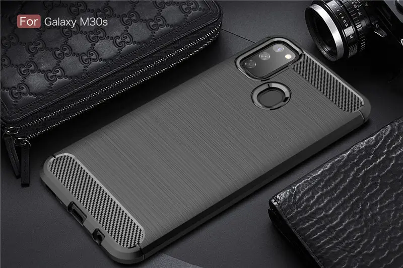 For Samsung M30S M30 M20 M10 Carbon Fiber Case Protection Soft Silicone TPU Case For Galaxy A9 A8 A7 A6 Bumper Matte Cover