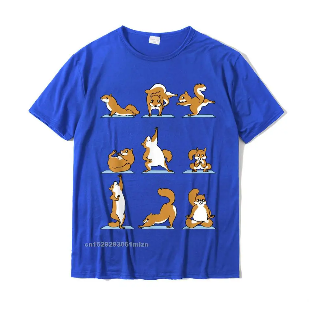 Male Latest Printed On Tops Tees Round Collar Summer 100% Cotton T-shirts Design Short Sleeve Squirrel Yoga T-Shirt__3670 Tees Squirrel Yoga T-Shirt__3670 blue