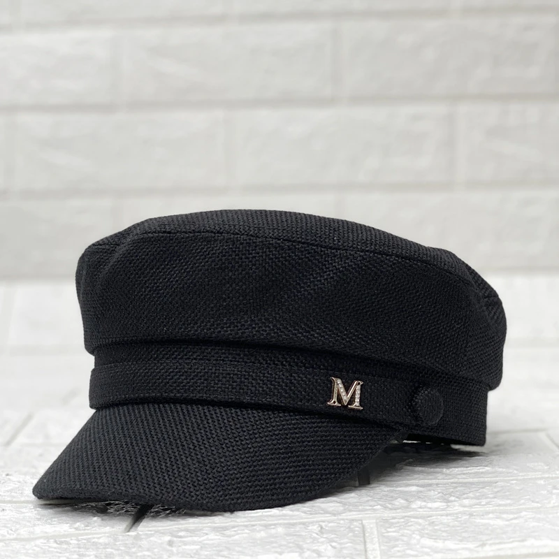 ganador subterráneo Preguntarse Gorros azules marino de algodón y lino para mujer, gorra plana de cabeza  pequeña, militar, 54cm, 56cm, 57,5 cm, 59cm|Gorras de béisbol para mujer| -  AliExpress