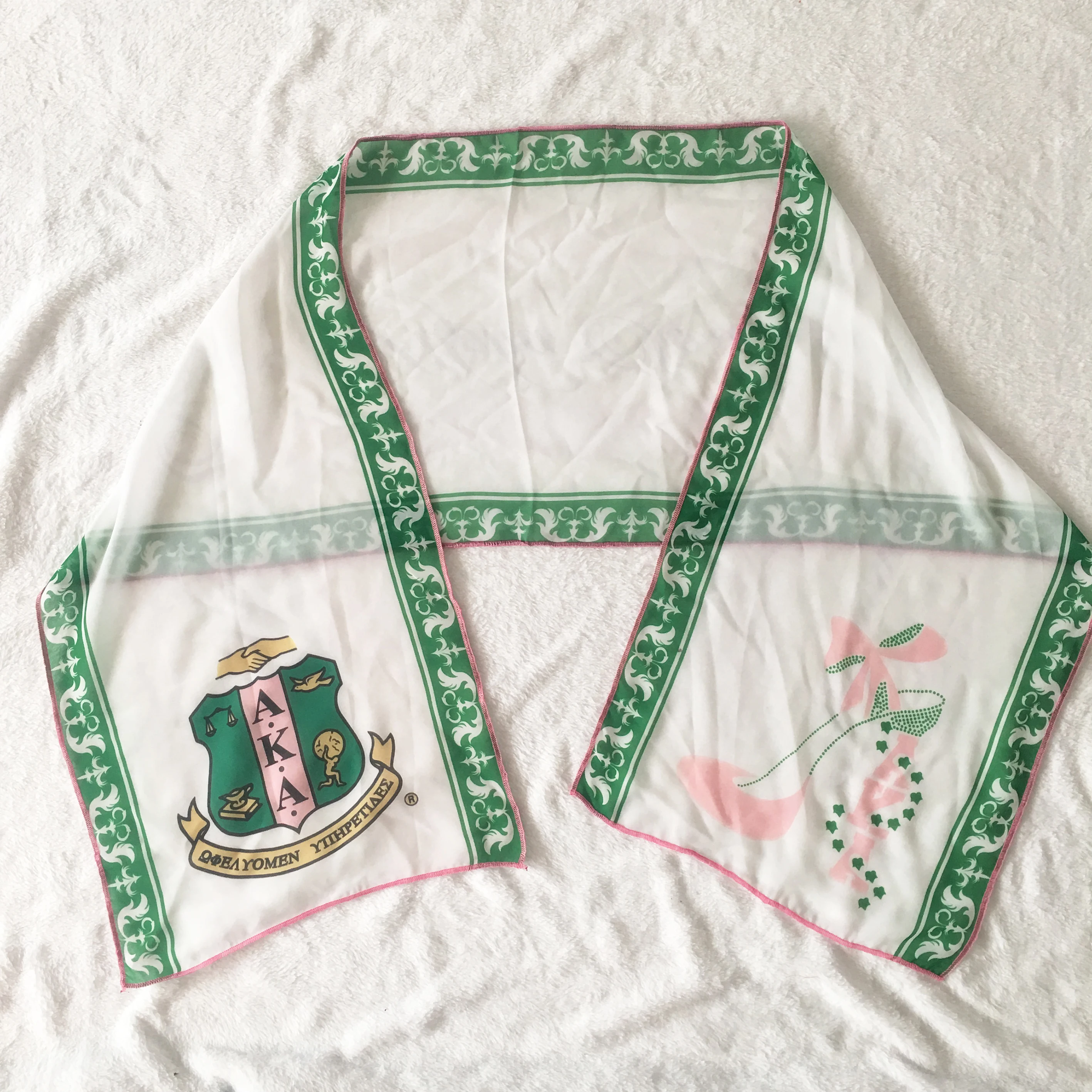 

Multifunctional Chiffon Material Scarf AKA Alpha Kappa Alpha Sorority Greek Letter Chiffon Scarf -Custom Chiffon Scarf Design 2