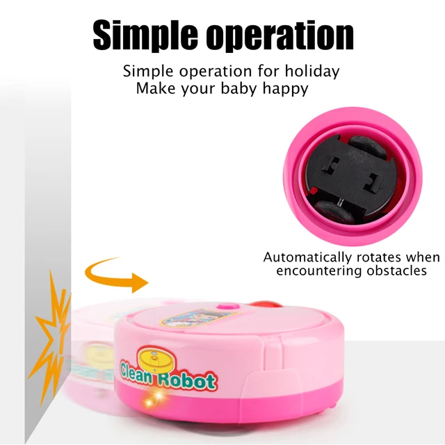Dollhouse Electric Music Cleaning Machine Vacuum Cleaner Sweeping Robot Toy Children Gift Pretend Play Toy Educationa Toys 4