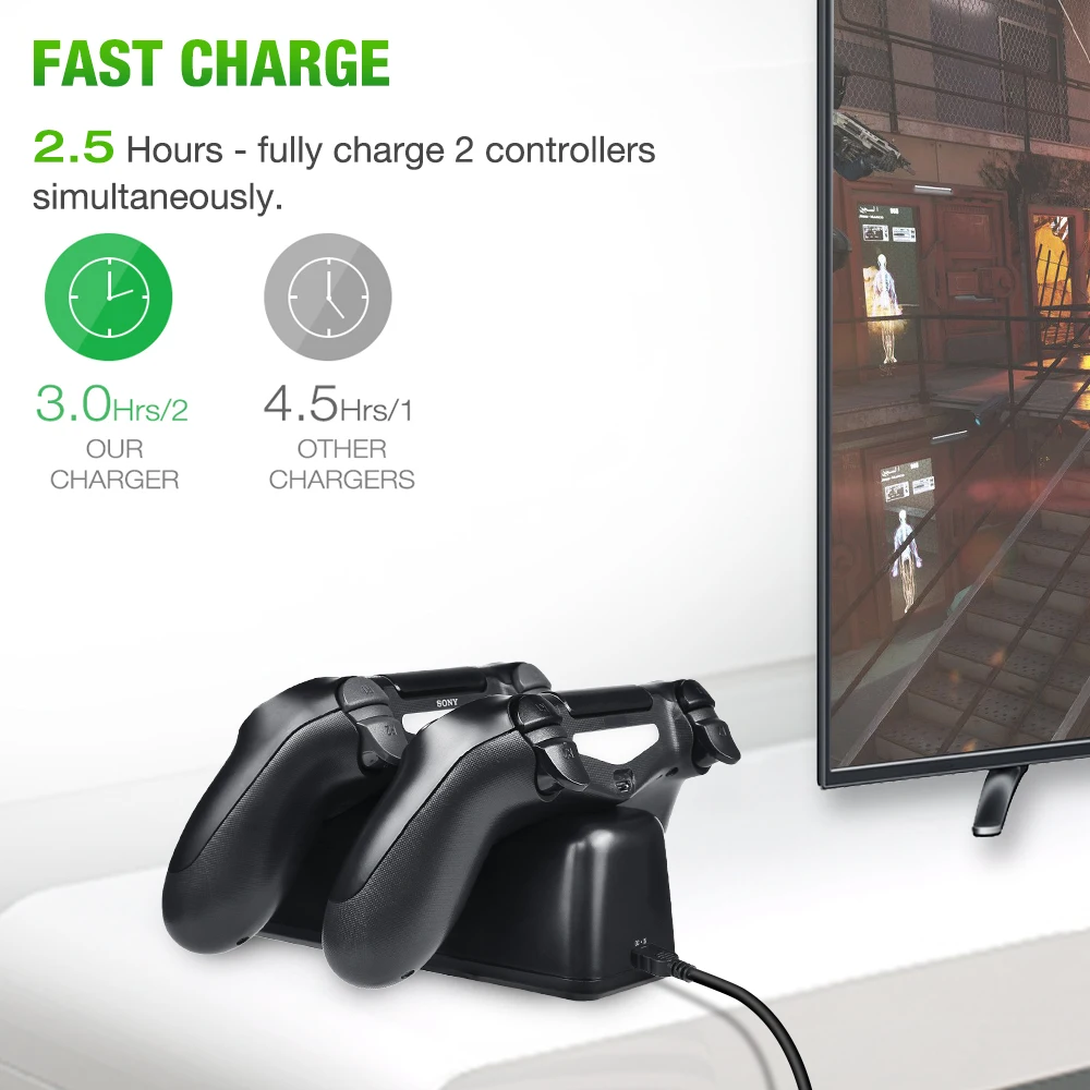 Dual Controller Charger For PS4 Slim Pro USB Fast Charging Dock