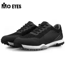 MO EYES мужские летние дышащие Черные Сетчатые водонепроницаемые туфли для гольфа водонепроницаемые Нескользящие удобные кроссовки для гольфа 39-44