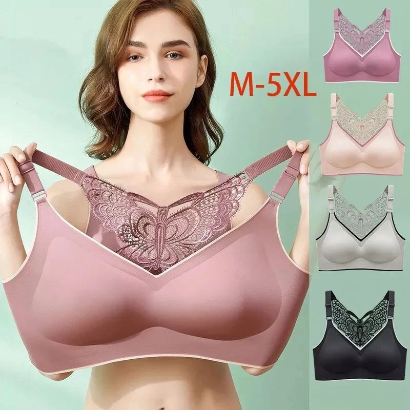 Plus Tamanho Sports Bra M-5XL Sem Costura Sutiã Feminino Beleza Voltar  Borboleta Empurrar Para Cima Sutiã Sem Fio Sports Top - AliExpress