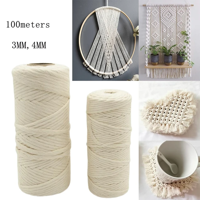 Corda in macramè corda in cotone macramè bianco a filo singolo per  appendere a parete fatto a mano tessitura cesto uncinetto e arazzo