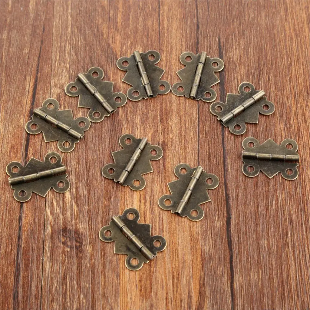 10Pcs Antique Cabinet Mobili Cerniere Gioielli Scatole Di Legno 4 Foro Della Farfalla Dell'Annata Cerniera Accessori Per Mobili Per Porte Armadi