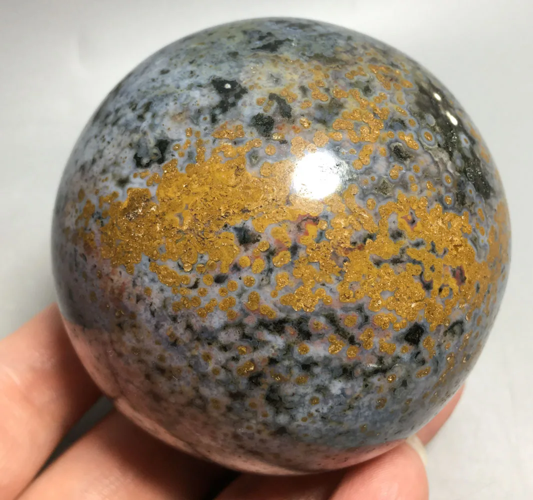 

527g Hot sale Natural quartz crystal polishing production of beautiful reiki ocean jasper ball