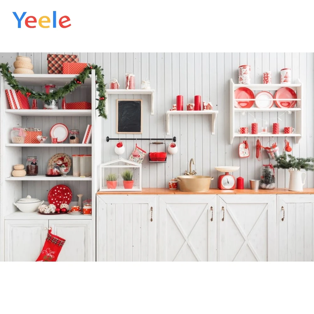 

Yeele Christmas Backdrop Kitchen Interior Room Baby Portrait Photography Background For Photo Studio Vinyl Photophone Photocall