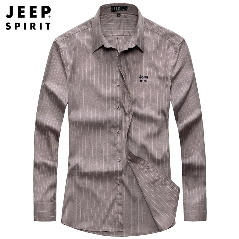 JEEP SPIRIT/Новое поступление; Осенние повседневные мужские рубашки; хлопковая рубашка в полоску; Мужская рубашка с длинными рукавами и отложным воротником; camisa masculina