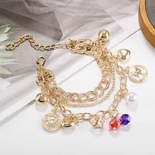 Модный многослойный браслет с бусинами для женщин/девушек, ручная работа, ювелирное изделие в стиле хип-хоп, цепочка, диско-шар, подарок, Pulseira Feminina, ювелирное изделие