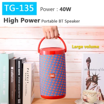 

40W High Power TG135 Outdoor Waterproof Portable Stereo Wireless Bluetooth Speaker Car Subwoofer Supports FM Radio TF Card AUX