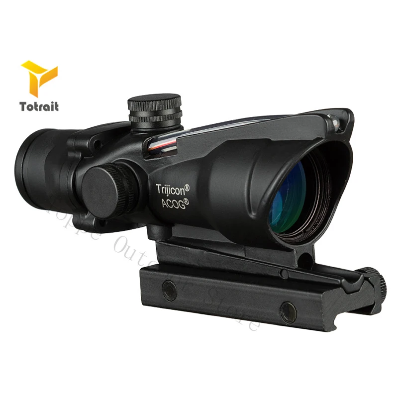 TOtrait голографический ACOG 4X32 натуральная волоконная раковина красный точечный прицел рефлекс тактический оптический прицел для охотничьей винтовки снайперская Лупа