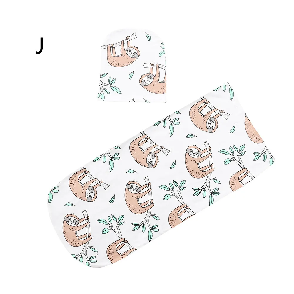 Пеленка для новорожденных мальчиков и девочек в мультяшном стиле, пеленка для сна, муслиновая Пеленка, комплект из 2 предметов - Цвет: J