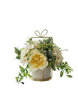 

B-LIFE Flowers with Pot Artificial Flower Bonsai with Vase Fake Silk Variety Flower Balls Flowers Decoration for Table