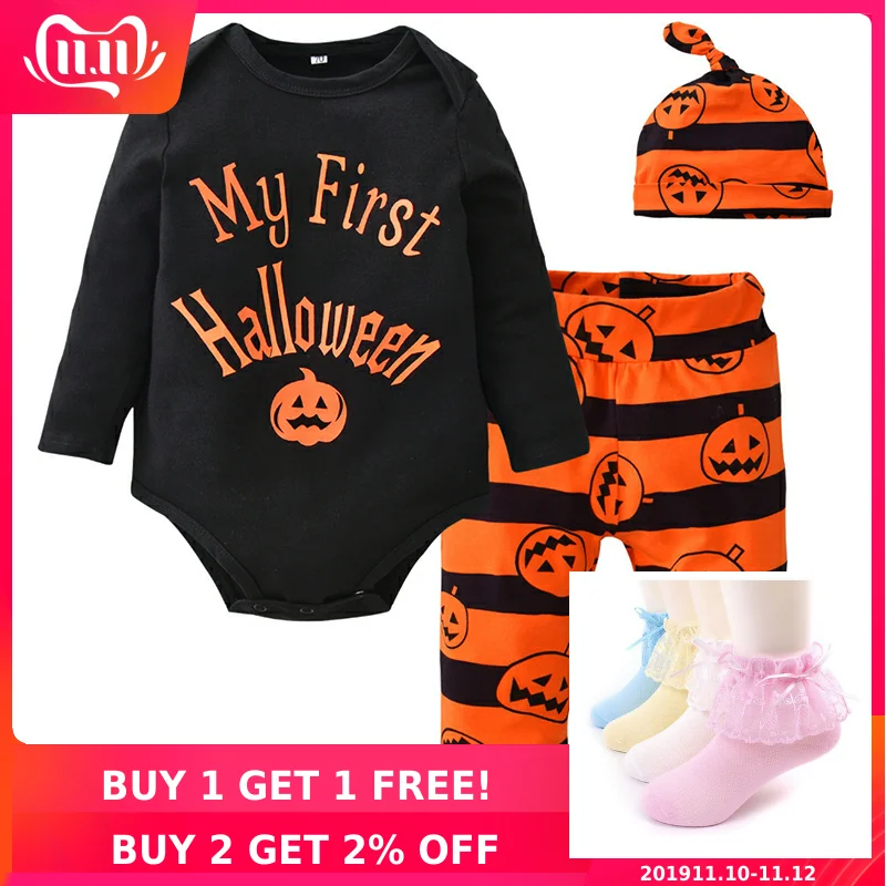 

2019 Autumn 12 Months Halloween Baby Clothing Set Long Sleeve Bodysuit+pant Infant Girl Toddler Baby Clothes Newborn