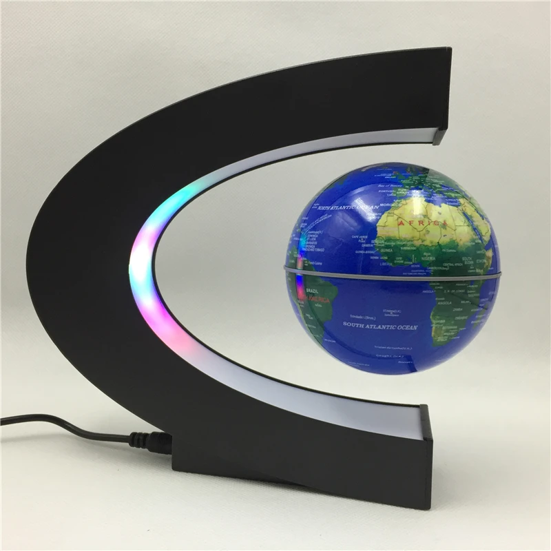 Magnetic Levitation Floating Globe LED Light Self-Rotating World Map Gifts Q5A3 