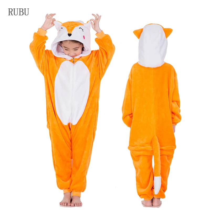 Kuguurumi/пижамы с единорогом для мальчиков и девочек; пижамы с изображением панды; Детский комбинезон; детские пижамы; одеяло; одежда для сна; детские комбинезоны - Цвет: Fox