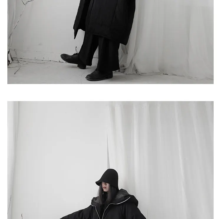 Autumn Winter Trench Coat for Women Streetwear Coats Female Plus Size Medium Thickened zipper Wizard Hat Cotton Coat