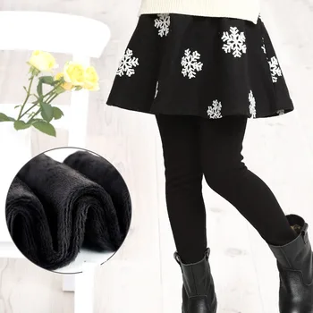 

Children's Trousers Kids Winter Thick Warm Leggings For Girls Fake Two Pieces Snow Floral Shirt Pants Skin Warmed Leggins Girls