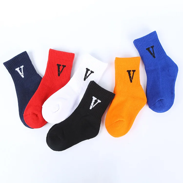 Весенне-летние новые стильные детские носки с петельным ворсом носки без пятки с разноцветными буквами для мальчиков и девочек