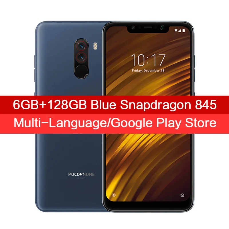 Глобальная версия Xiaomi POCOPHONE F1 6 ГБ 128 ГБ Snapdragon 845 6,1" экран LiquidCool 20 МП фронтальная камера Quick Charge 3,0 - Цвет: F1 Blue 6GB 128GB