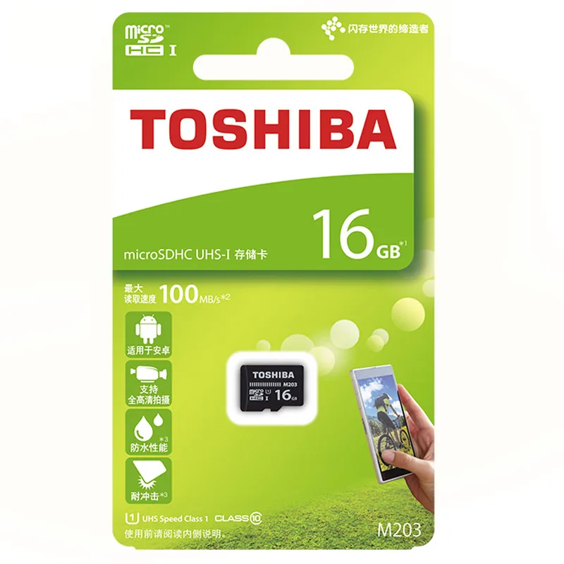 TOSHIBA 5 шт./лот, Micro SD карта, M203 Class10 16 Гб оперативной памяти, 32 Гб встроенной памяти, 64 ГБ 128 Гб карта памяти 100 МБ/с. карты памяти SDHC/SDXC UHS-I TF карты для мобильного телефона - Емкость: 16 ГБ