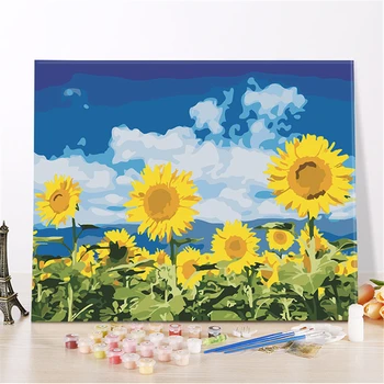 

Sunflower Smile Paintings By Numbers DIY Pictures Oil Coloring By Numbers Set Gift Drawing By Numbers Canvas Decor New Arrivals