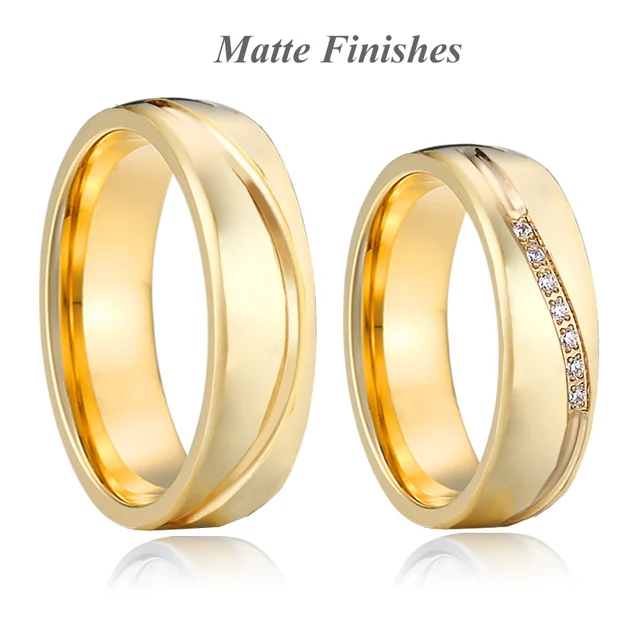 sortijas 14 k par Conjunto de anillos de para parejas, sortija de propuesta de alianza de amor, chapado en oro de 18k, para hombre y mujer, 1 - AliExpress