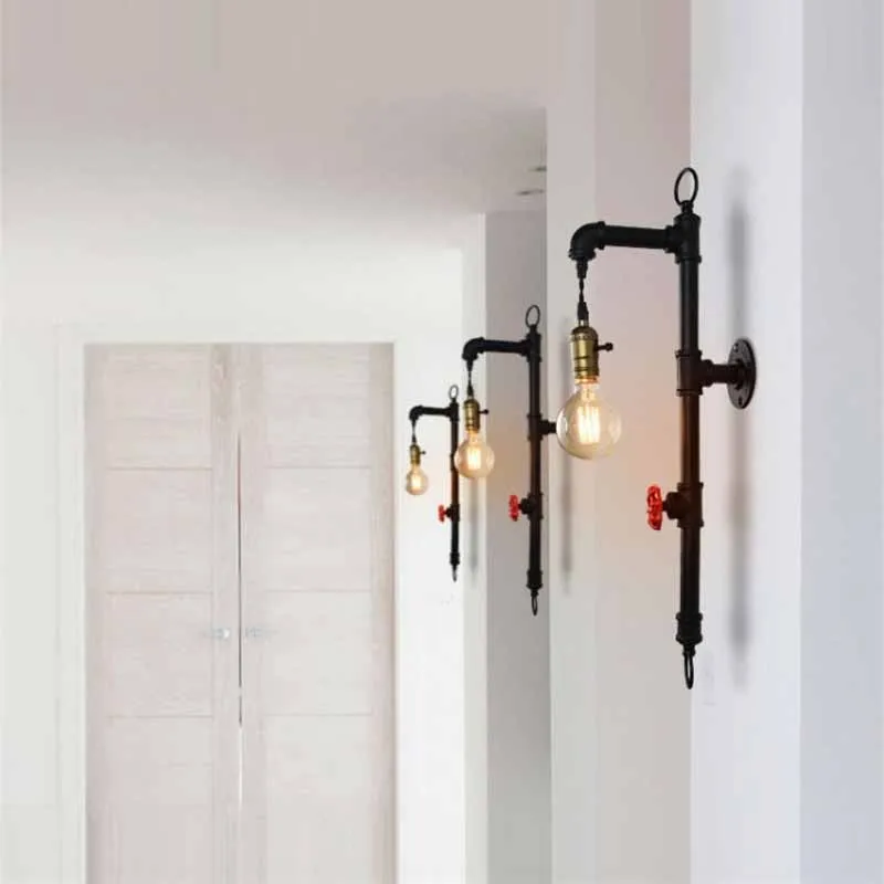 

Metal Wall Lights Iron Art Industrial Led Wall Lamps Water Pipe Loft Fixtures Sconces for Balcony Living Room HomeLed Wall Lamps