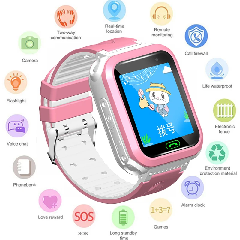

GEJIAN IP67 Waterproof Children's Watch 2G Remote Camera GPS Real-Time Positioning Student Watch SOS Call Monitoring Tracker